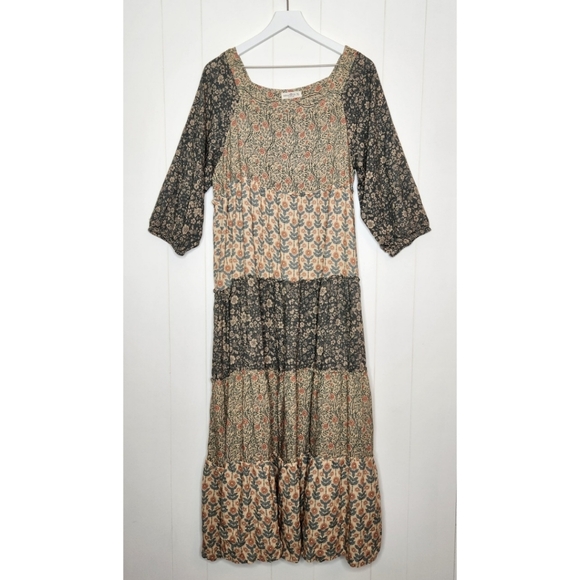 Natural Life Berkley Sage Bloom Long Sleeve Tiered Maxi Dress Women's Size XL - Picture 2 of 9